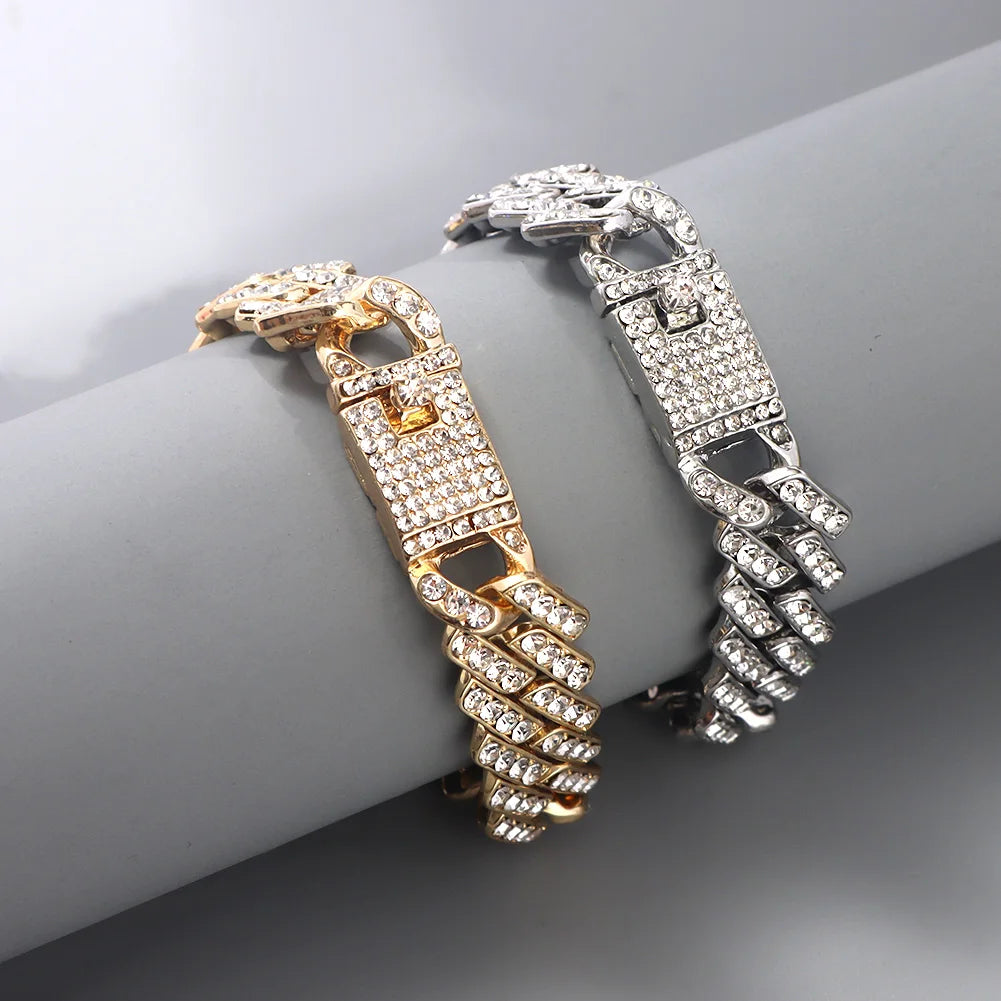 Cuban Chain Anklets For Women Luxury Rhinestone Link Ankle Bracelet Beach Barefoot Jewelry