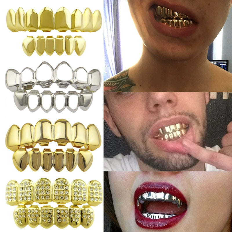 TikTok-Inspired Joker Gold-Plated Hip-Hop Grillz – Eight-Teeth European & American Style