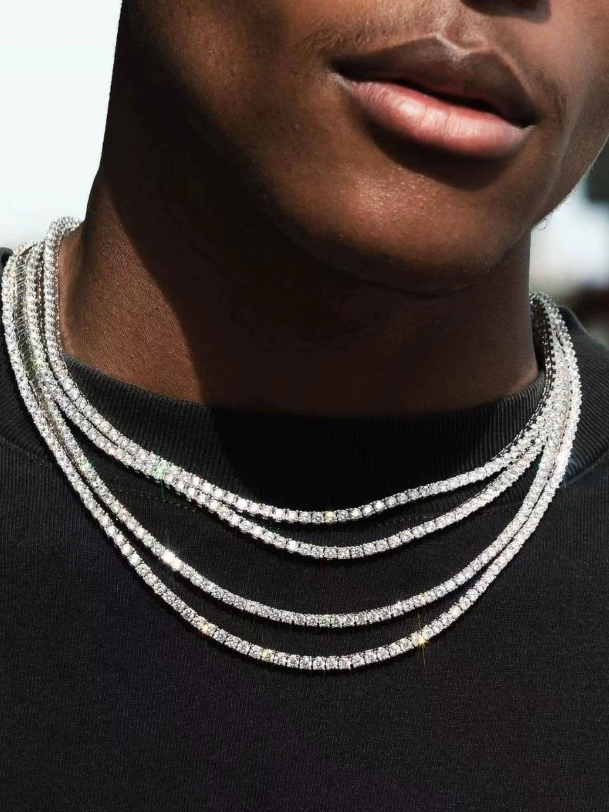 Diamond Hiphop Single Row Men's and Women's Hip Hop Gold and Silver Necklace