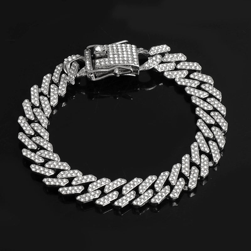 Diamond Cuban Link Chain Men Gold Plated Full Diamond Alloy Hip Hop Hiphop Necklace