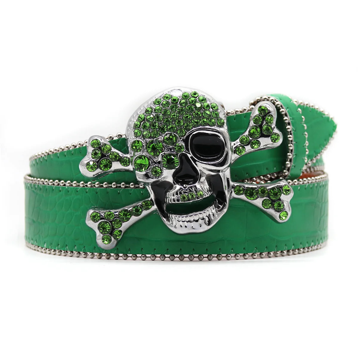 Skull Rhinestone Belt – Y2K Crystal Studded Western Bling for Women & Men