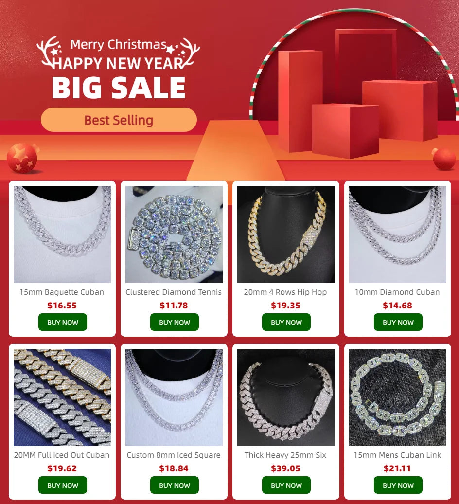 Thick Heavy 25mm Six Rows Prong Setting Cuban Link Chain Iced Out Hip Hop White/18k Gold Plated Necklace Jewelry Women Men Gifts