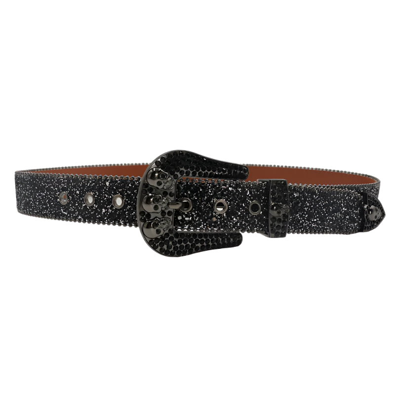 Skull Rhinestone Belt – Y2K Crystal Studded Western Bling for Women & Men