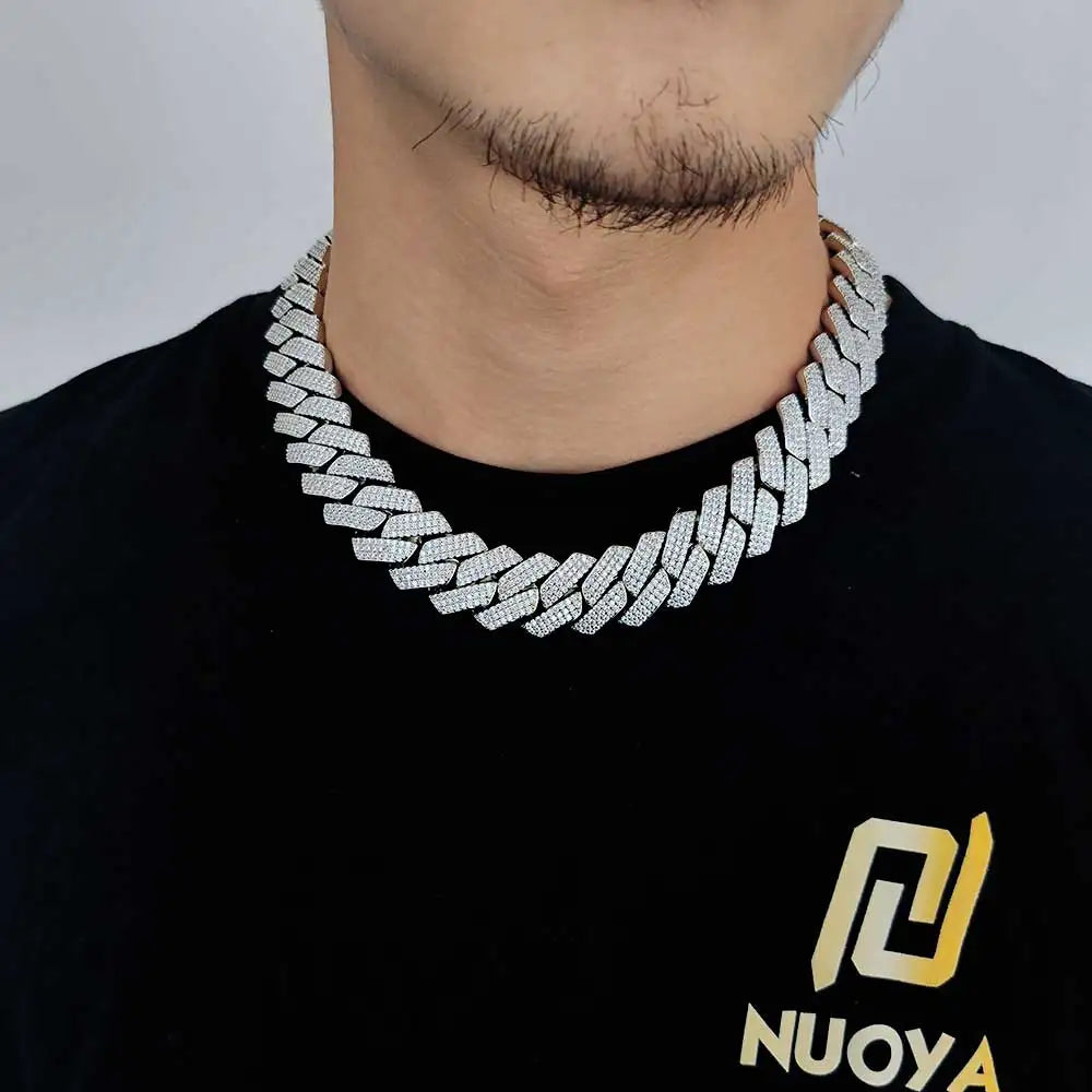 High-Quality 20mm Iced-Out Cuban Link Chain – Three-Row Thick & Heavy Hip-Hop Necklace for Men