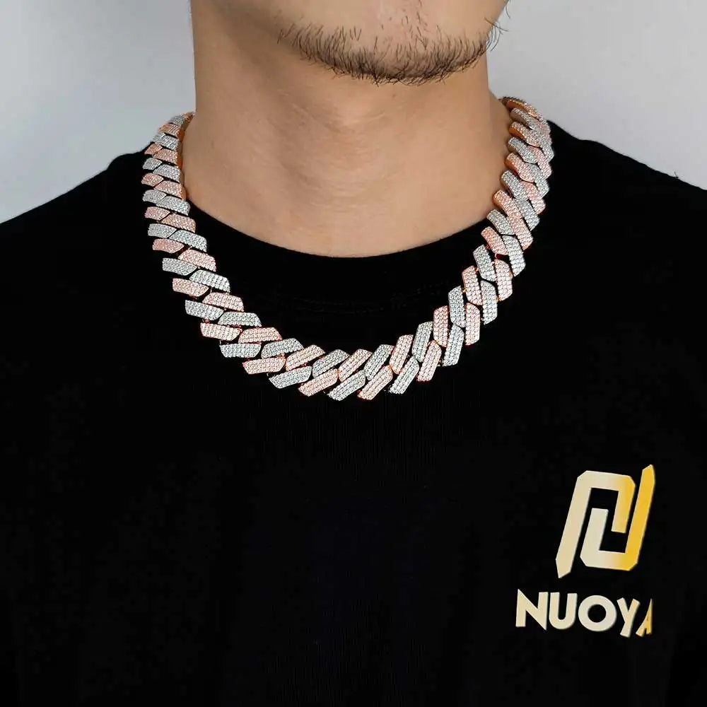 High-Quality 20mm Iced-Out Cuban Link Chain – Three-Row Thick & Heavy Hip-Hop Necklace for Men