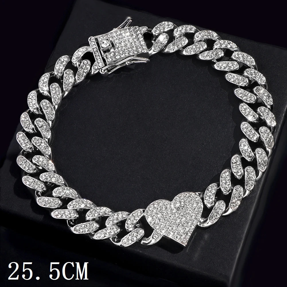 Cuban Chain Anklets For Women Luxury Rhinestone Link Ankle Bracelet Beach Barefoot Jewelry