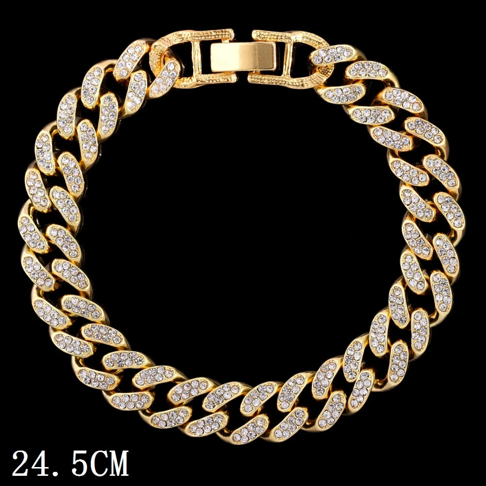 Cuban Chain Anklets For Women Luxury Rhinestone Link Ankle Bracelet Beach Barefoot Jewelry