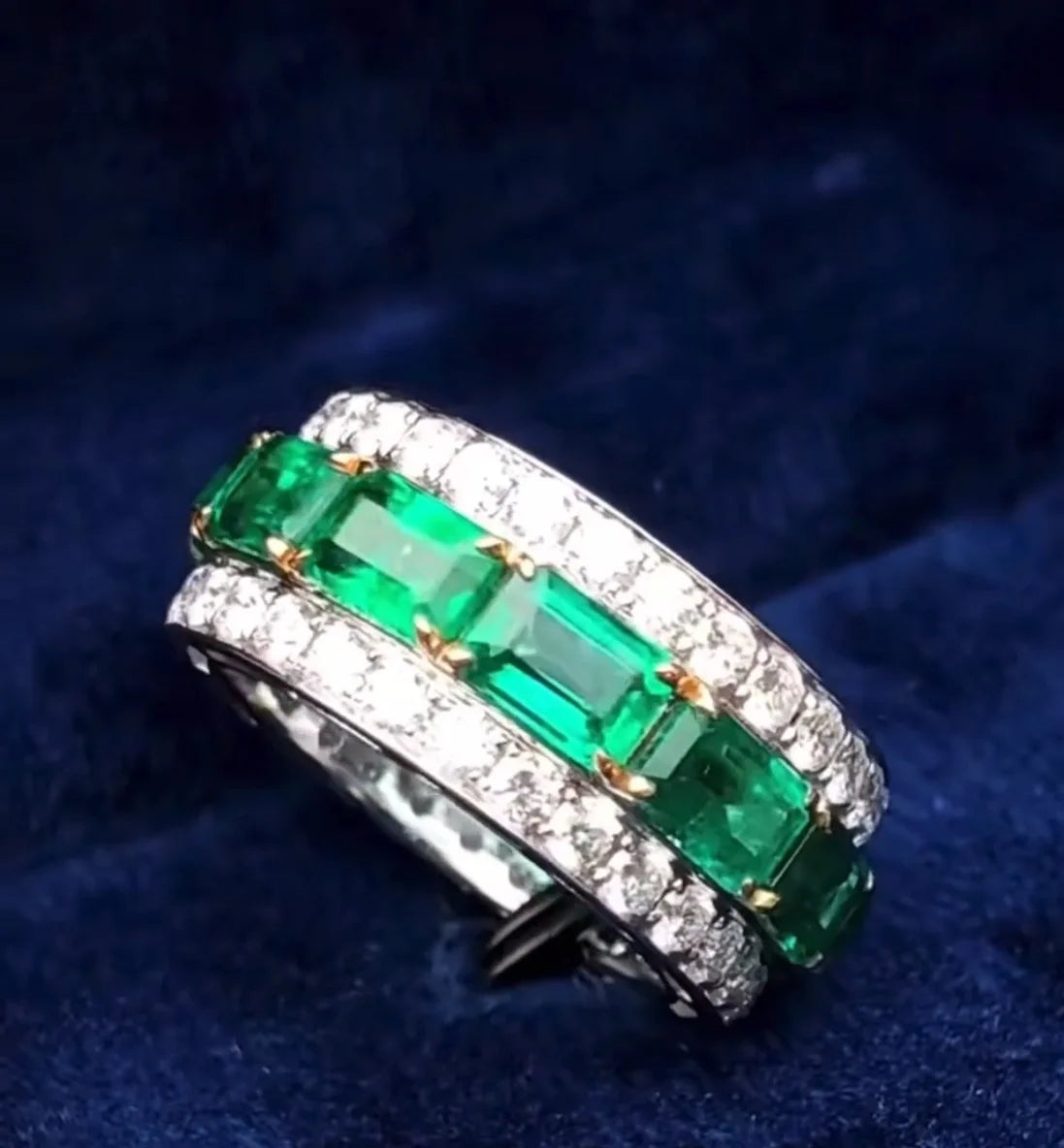 Vintage Lab Emerald & Diamond Ring – 100% Real 925 Sterling Silver Wedding & Engagement Band for Men & Women