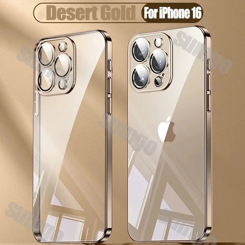 Silicone High-Quality Plating Transparent Case for iPhone (16/15/14/13/12/11 Series)