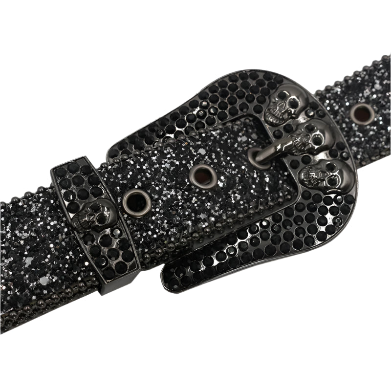 Skull Rhinestone Belt – Y2K Crystal Studded Western Bling for Women & Men