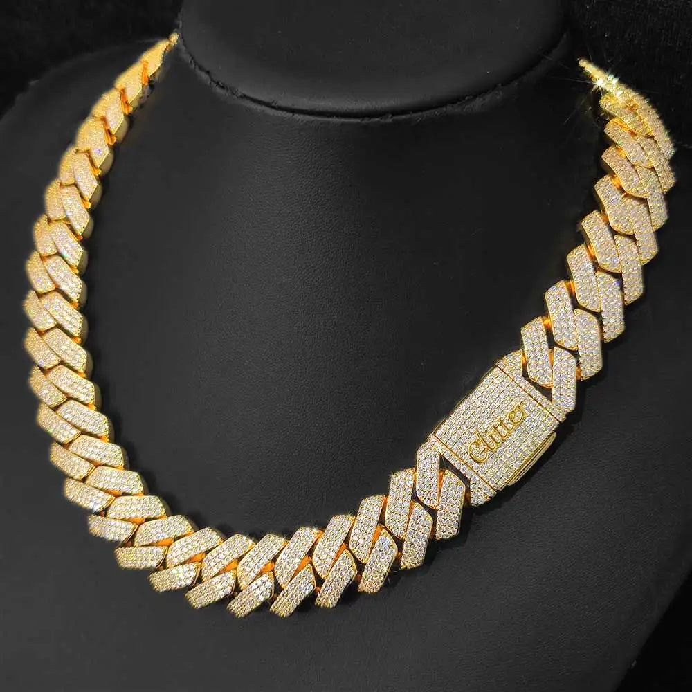 High-Quality 20mm Iced-Out Cuban Link Chain – Three-Row Thick & Heavy Hip-Hop Necklace for Men