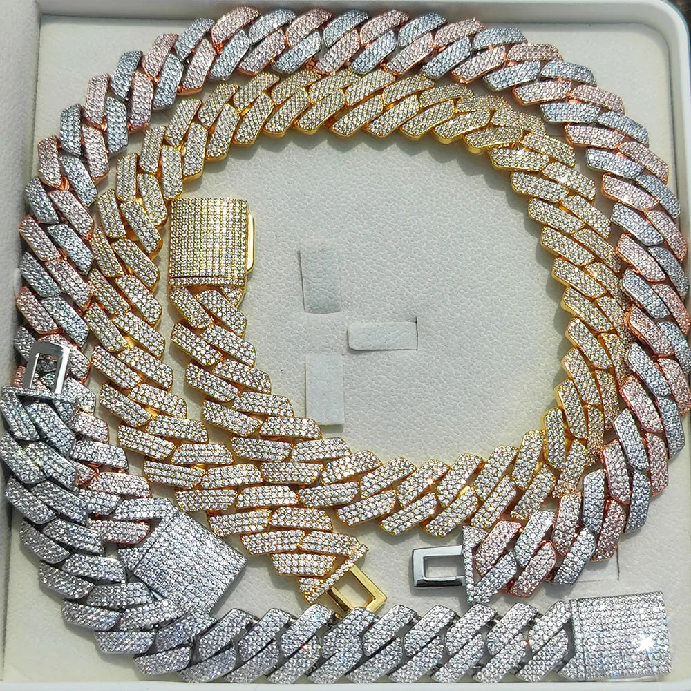 High-Quality 20mm Iced-Out Cuban Link Chain – Three-Row Thick & Heavy Hip-Hop Necklace for Men