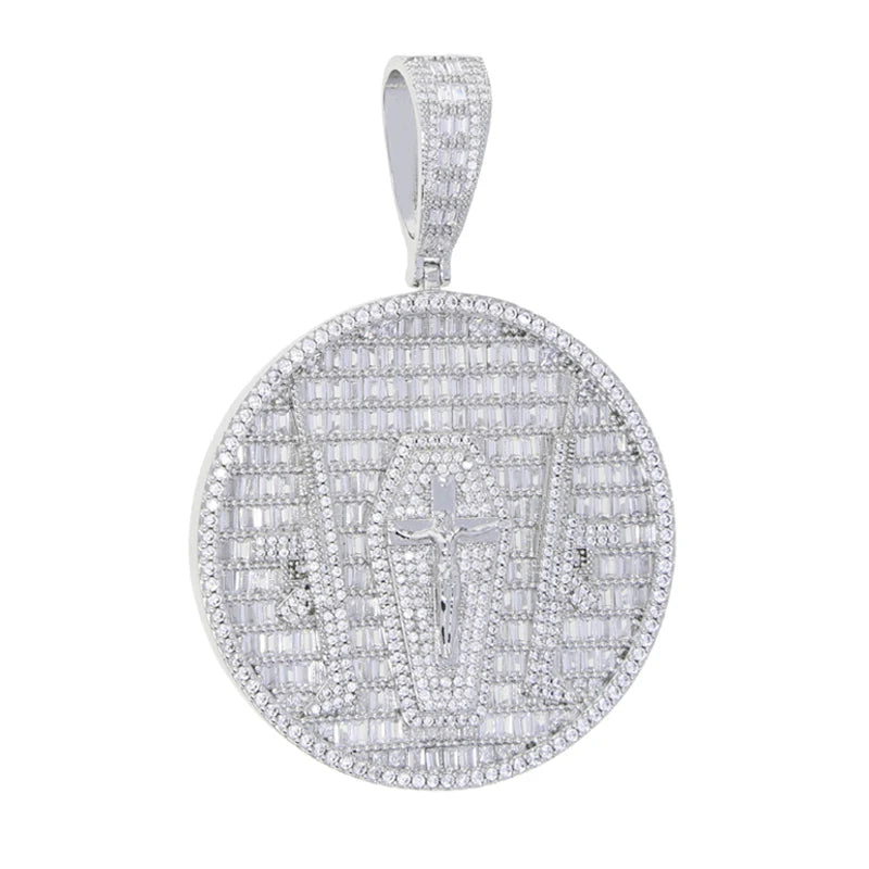 New Hip-Hop Gun Jesus Pendant Necklace – Gold Iced-Out Bling CZ Cross Charm for Men