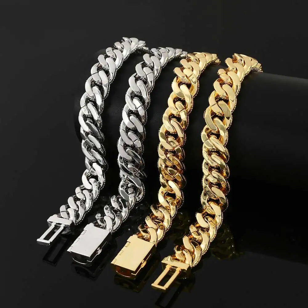 Premium 12mm/15mm/18mm Iced Cuban Link Chain Sparkling Hip Hop Jewelry CZ Bling Cuban Necklace for Men and Women