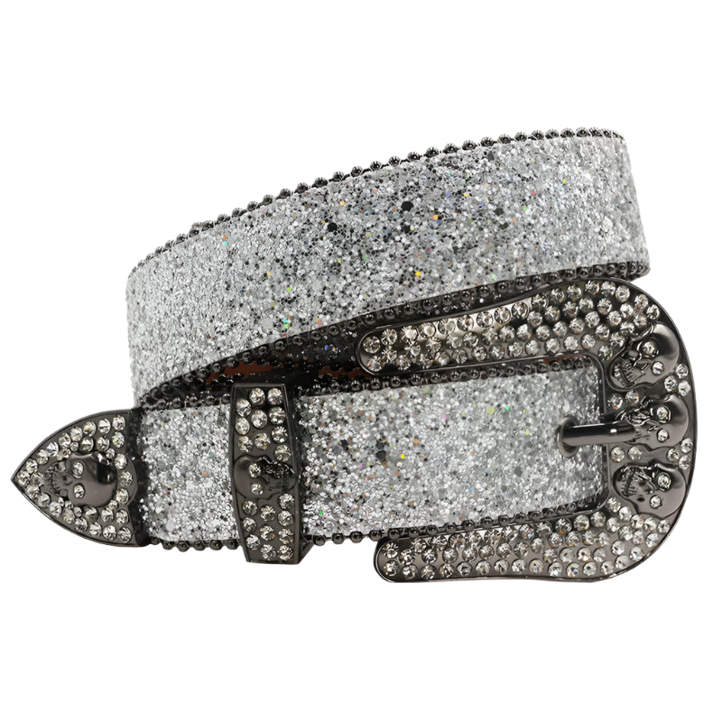 Skull Rhinestone Belt – Y2K Crystal Studded Western Bling for Women & Men