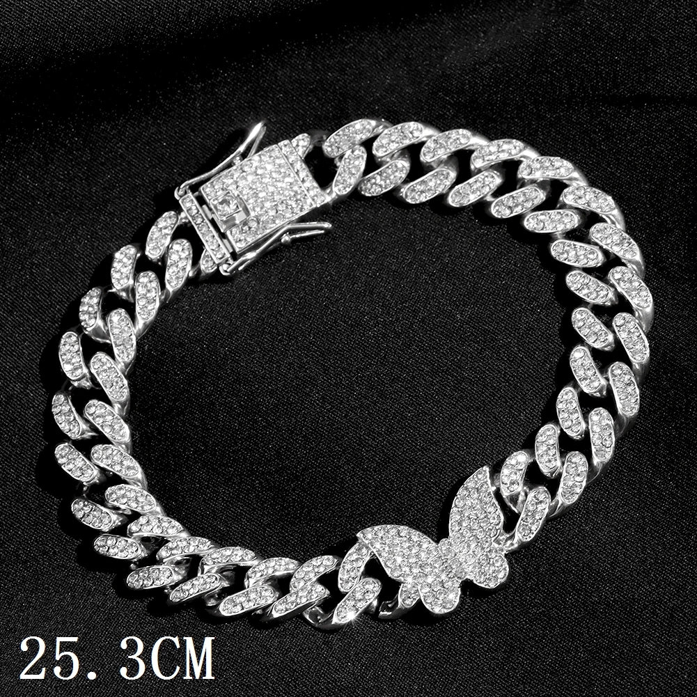 Cuban Chain Anklets For Women Luxury Rhinestone Link Ankle Bracelet Beach Barefoot Jewelry