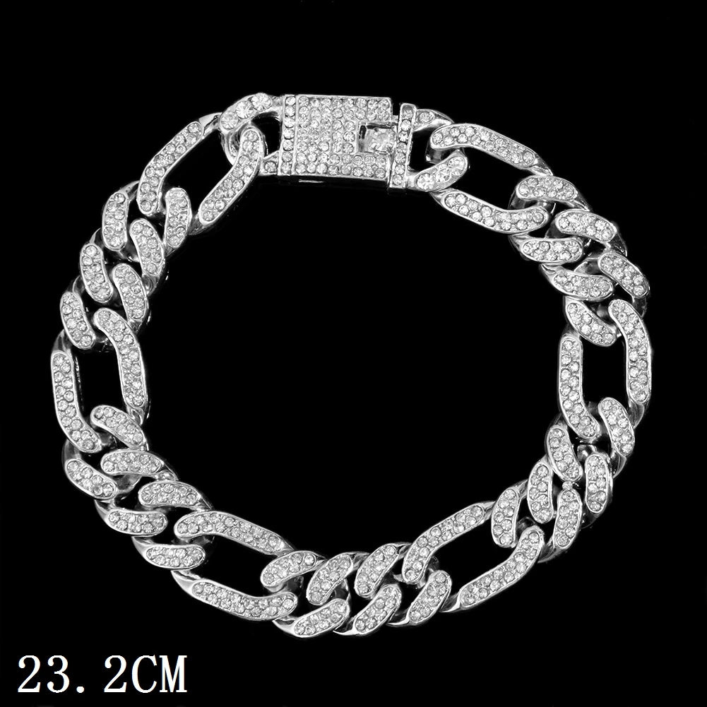 Cuban Chain Anklets For Women Luxury Rhinestone Link Ankle Bracelet Beach Barefoot Jewelry