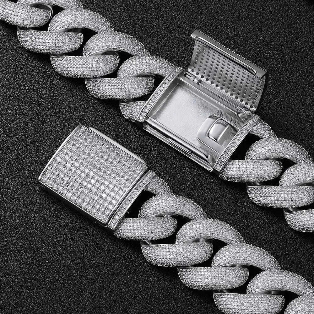 Diamond Mens Full Iced Out Cuban Link Chain 18K Gold/Silver Plated Bling CZ Bubble Chain Rapper Jewelry