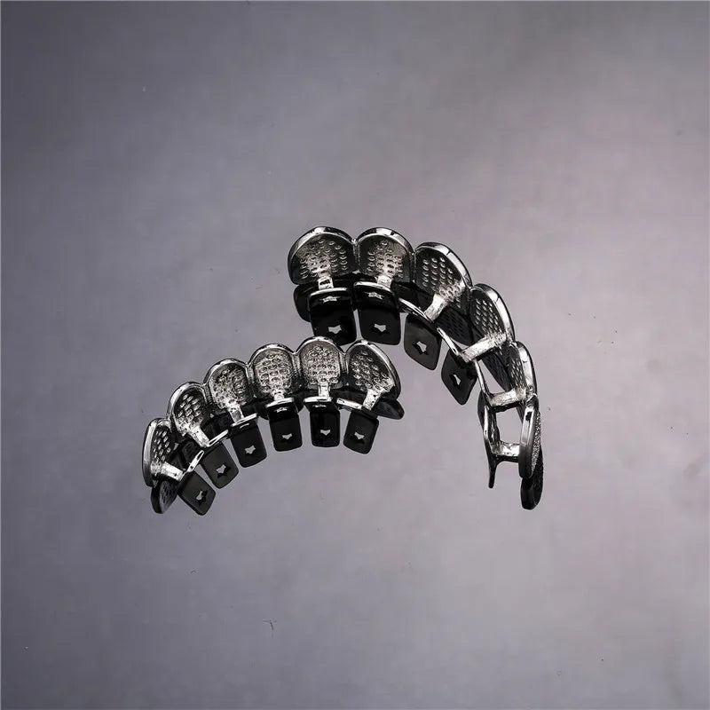 Feel Style Cool Teeth Grillz Set – Unisex Cubic Zirconia Top & Bottom Hip Hop Jewelry