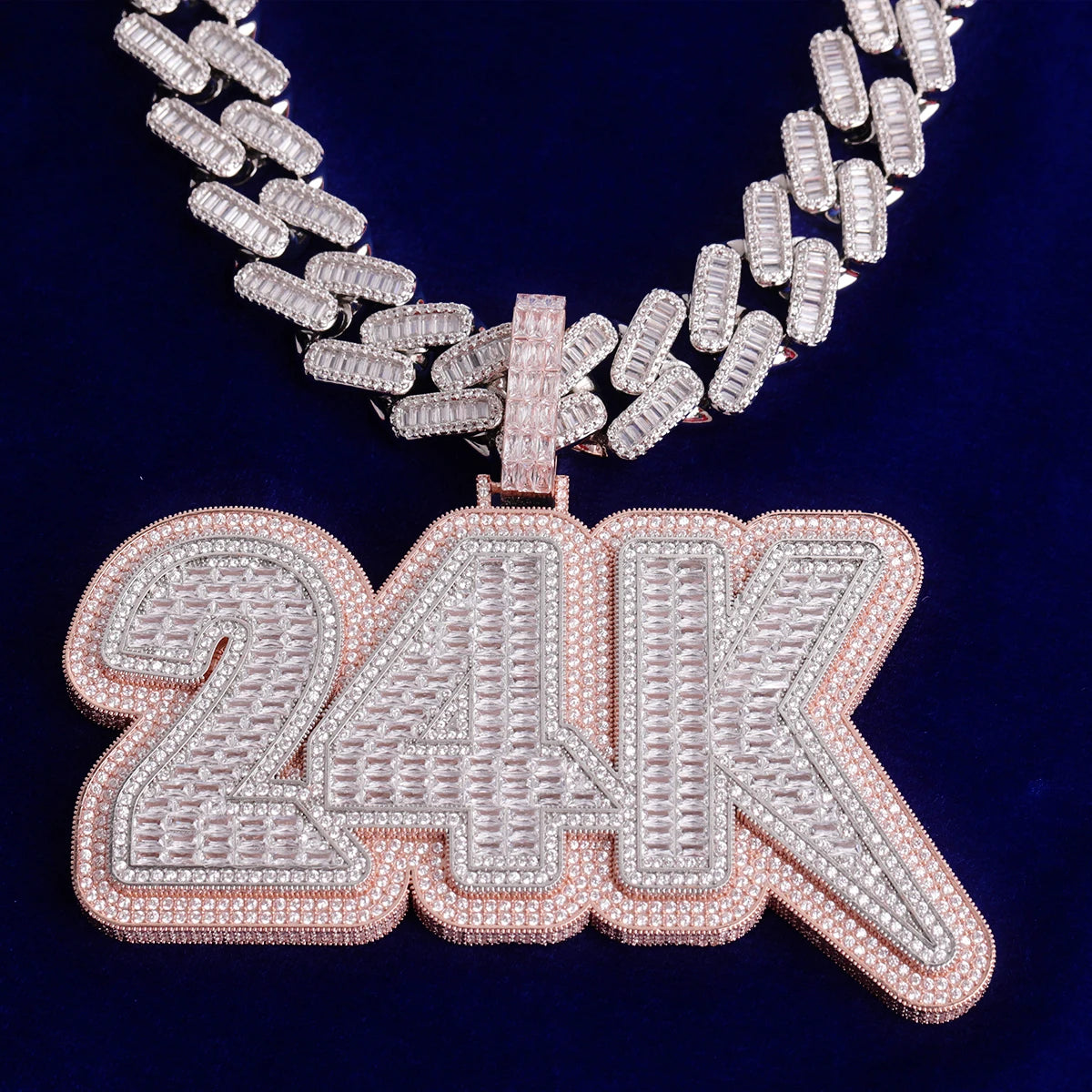 Bubble Letter Customized Name Necklace Iced Out Number Pendant for Men Big Baguette Hip Hop Rock Rapper Jewelry