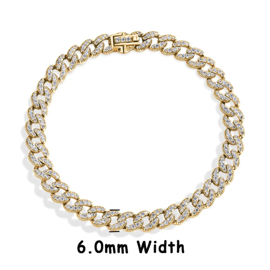 Cuba Chain for Man Women 925 Sterling Silver 18k Gold Plated Hip Hop Tennis Bracelet Fine Jewelry