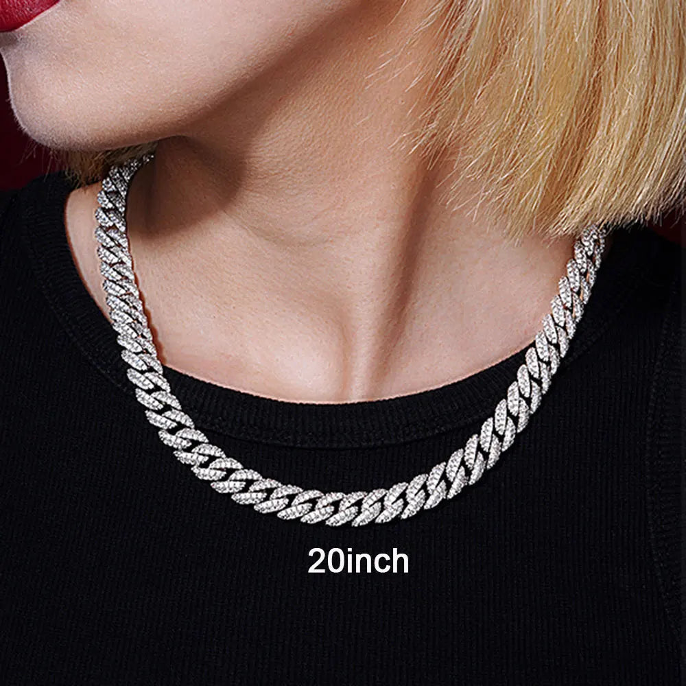 10mm Diamond Cuban Link Chain – White Gold/18K Gold Plated Bling Necklace with 5A+ CZ Stones