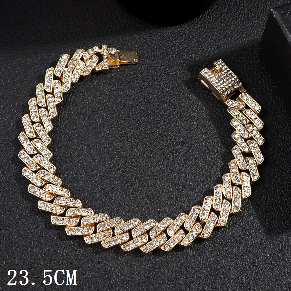 Cuban Chain Anklets For Women Luxury Rhinestone Link Ankle Bracelet Beach Barefoot Jewelry