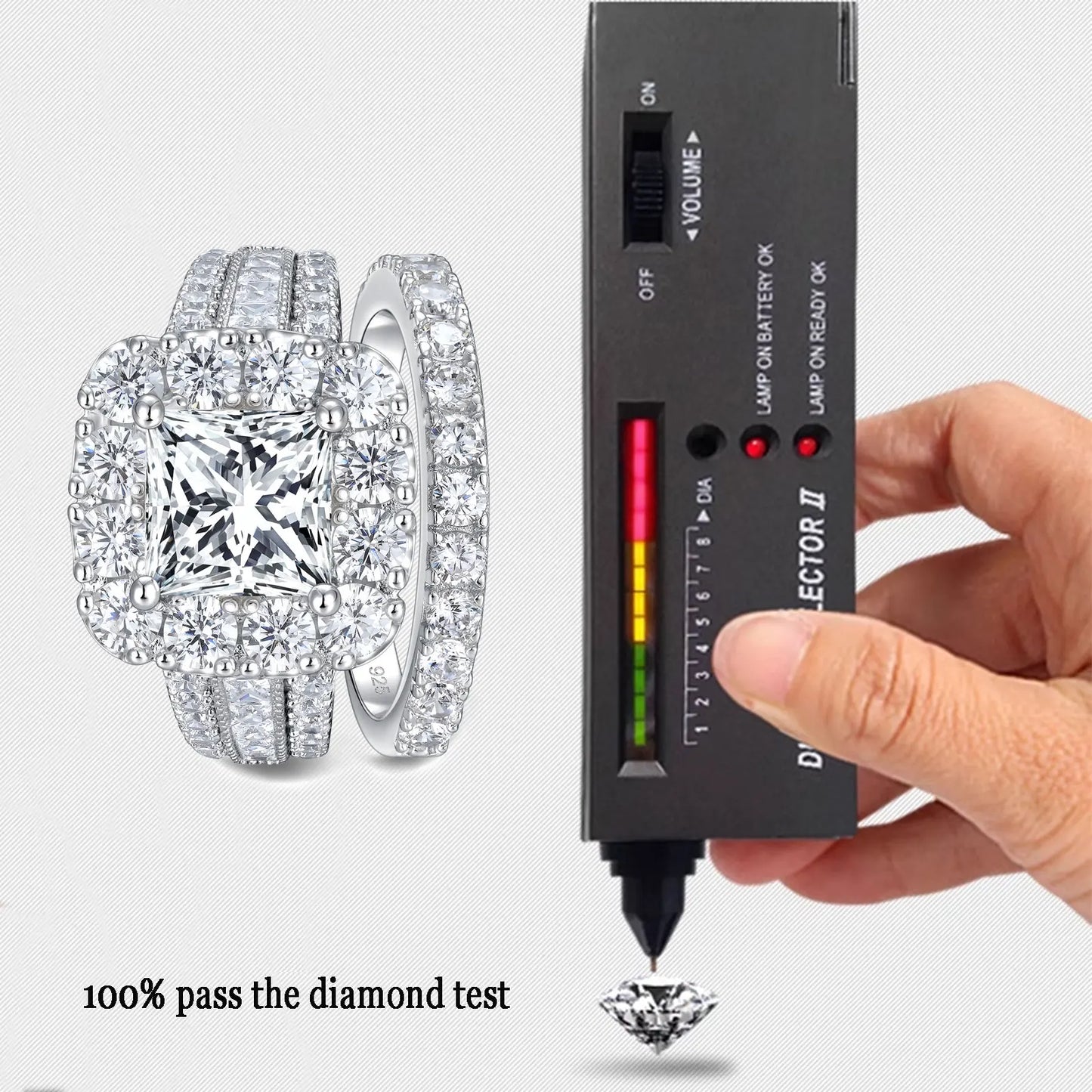 Newshe Original 925 Silver Moissanite Wedding Ring Set – Luxury Jewelry with GRA Certificate