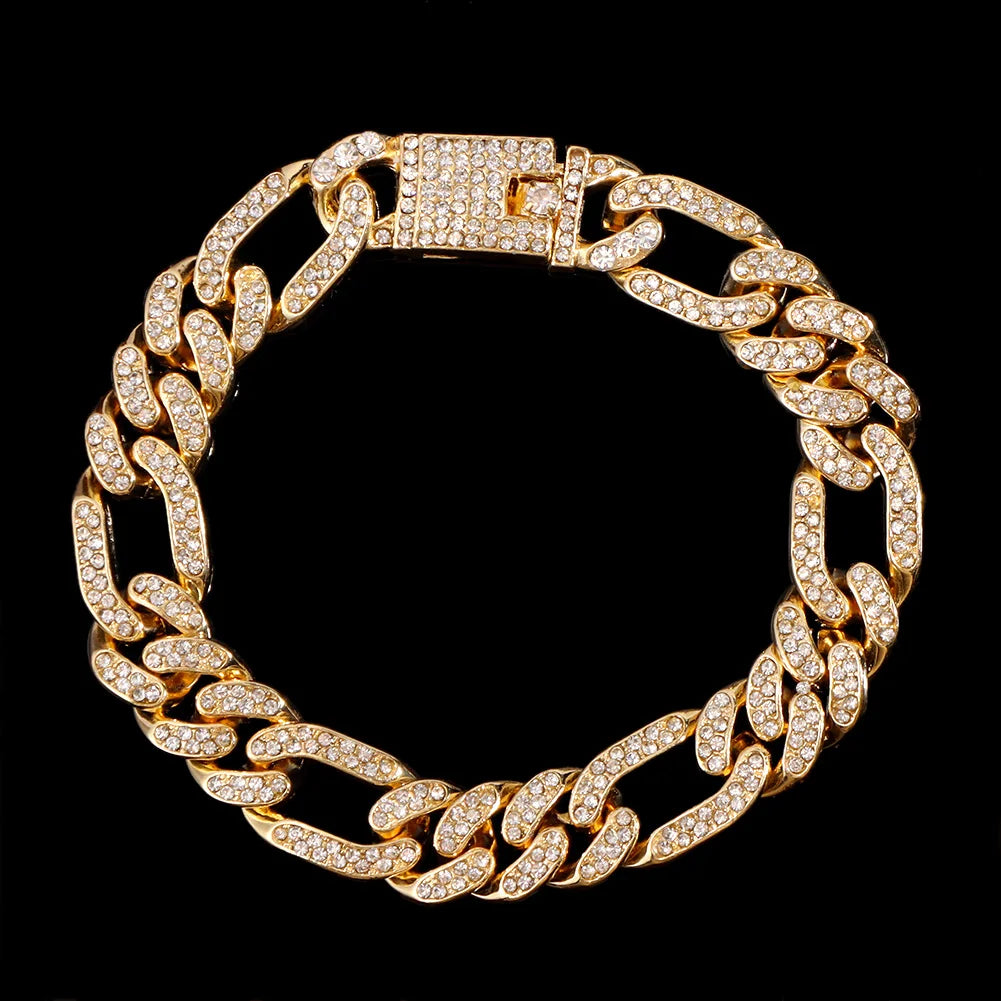 Cuban Chain Anklets For Women Luxury Rhinestone Link Ankle Bracelet Beach Barefoot Jewelry