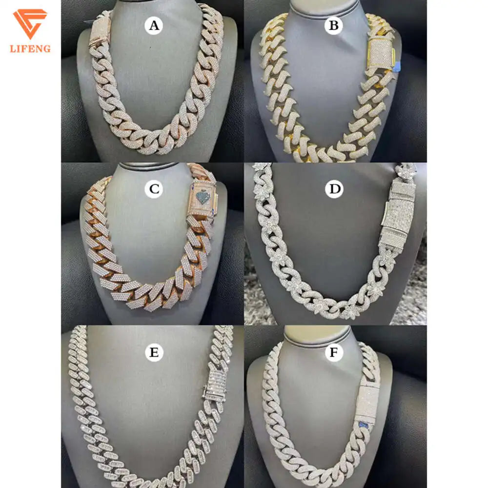 Big Size Vvs Moissanite Cuban Link Chain Hip-hop Raper Singer Men's Fashion Jewelry Necklace Moissanite Chains with Certificate