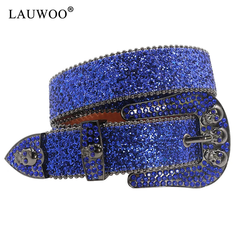 Skull Rhinestone Belt – Y2K Crystal Studded Western Bling for Women & Men