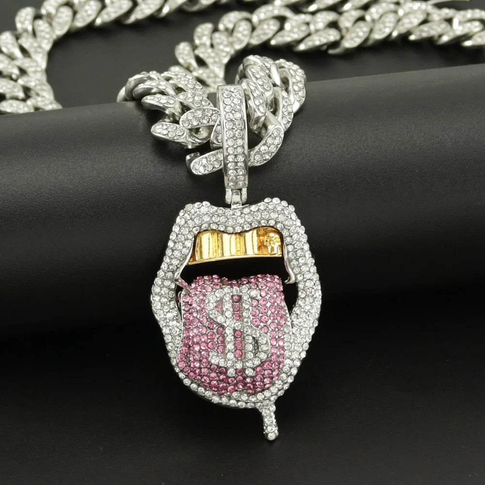 Sparkling Rhinestone Cuban Chain Tennis Ice Crystal Hip Hop Necklace Jewelry