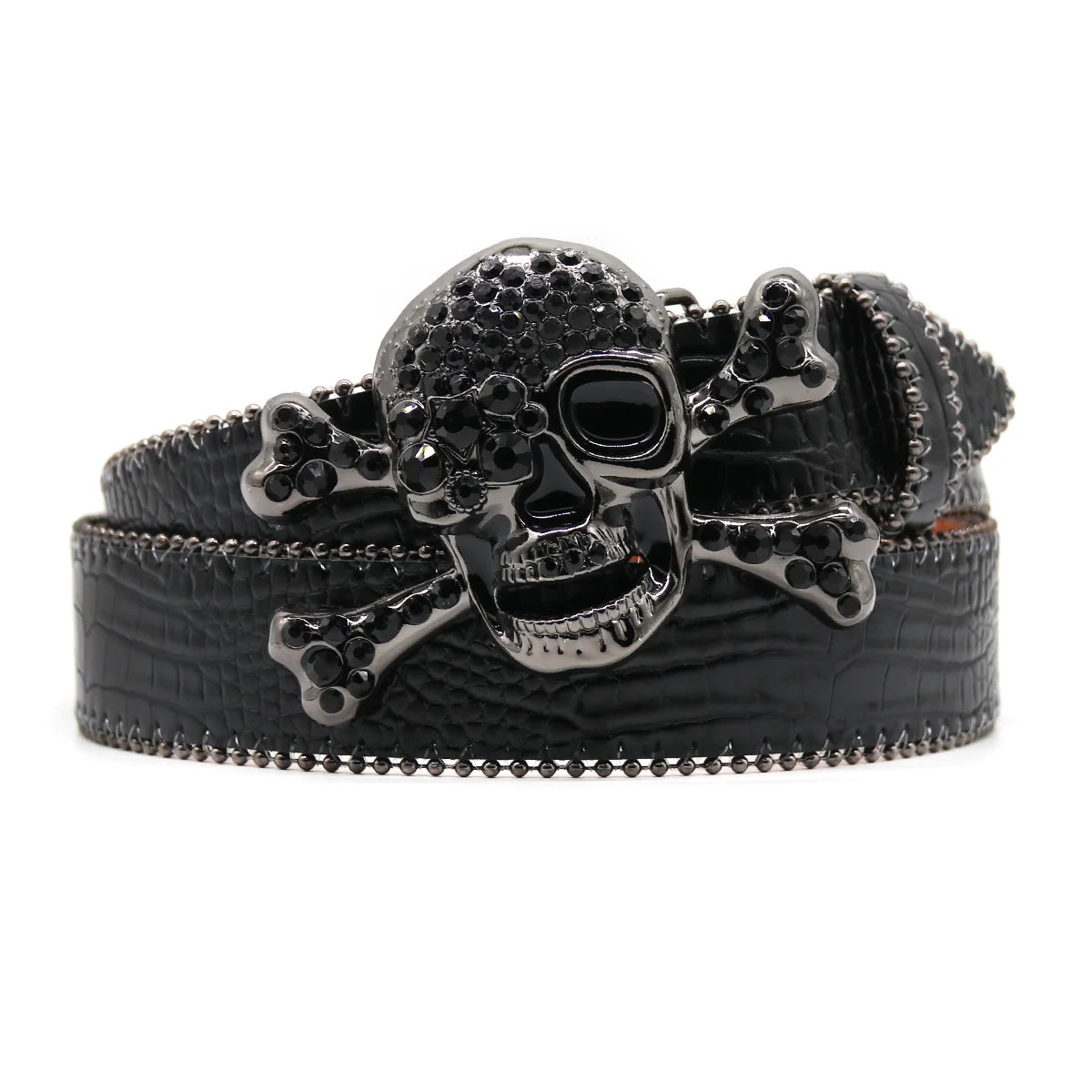 Skull Rhinestone Belt – Y2K Crystal Studded Western Bling for Women & Men