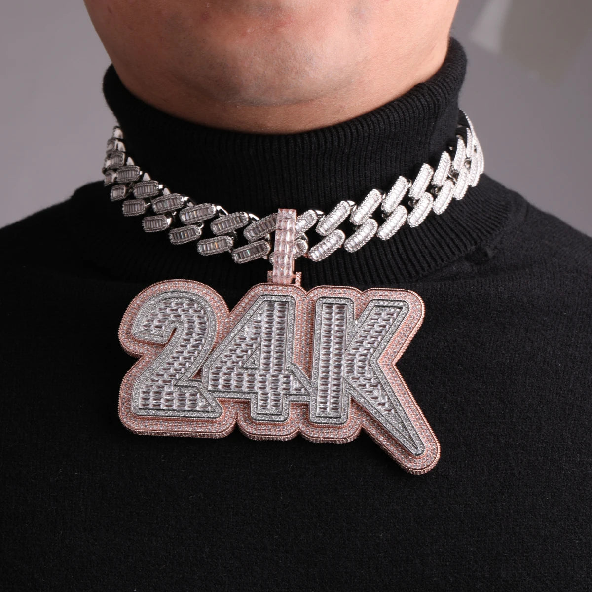 Bubble Letter Customized Name Necklace Iced Out Number Pendant for Men Big Baguette Hip Hop Rock Rapper Jewelry