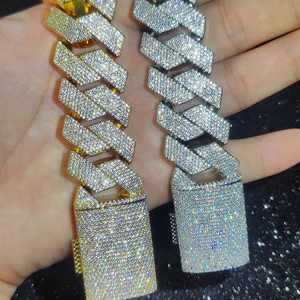 Hip Hop Jewelry Men Iced Out Chains Big Heavy 25mm Six Rows Cz Stone Cuban Link Chain High Quality Bling Necklace ﻿