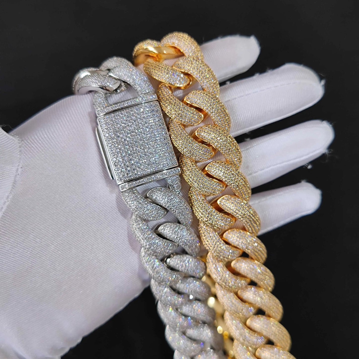 Diamond Mens Full Iced Out Cuban Link Chain 18K Gold/Silver Plated Bling CZ Bubble Chain Rapper Jewelry