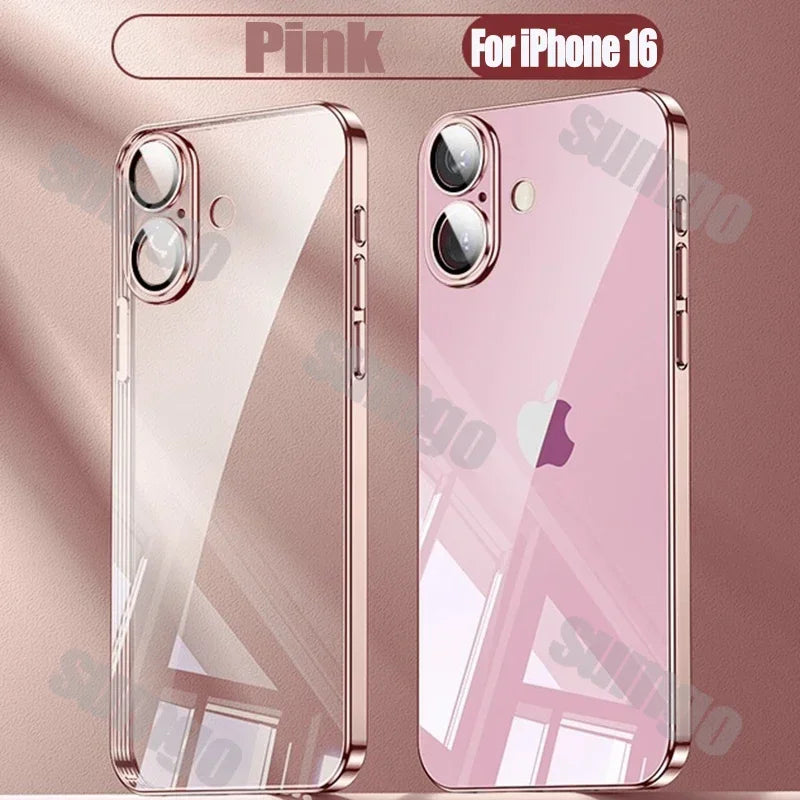 Silicone High-Quality Plating Transparent Case for iPhone (16/15/14/13/12/11 Series)