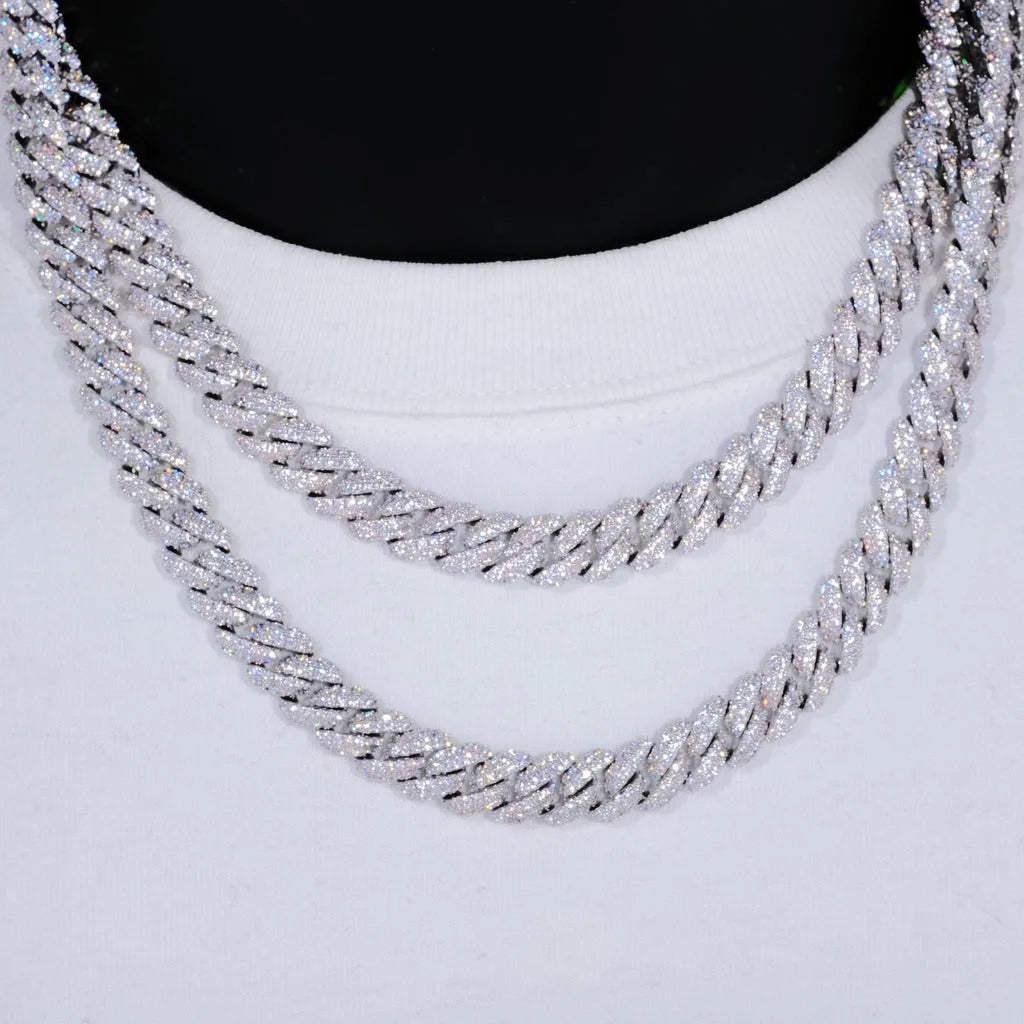 10mm Diamond Cuban Link Chain – White Gold/18K Gold Plated Bling Necklace with 5A+ CZ Stones