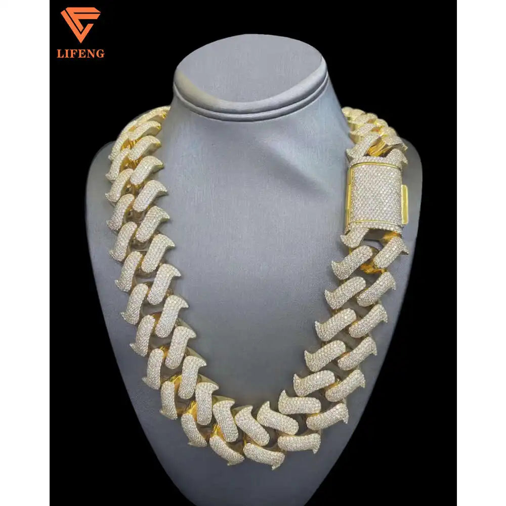 Big Size Vvs Moissanite Cuban Link Chain Hip-hop Raper Singer Men's Fashion Jewelry Necklace Moissanite Chains with Certificate