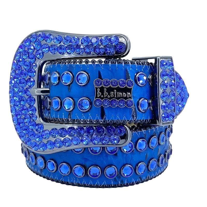 Designer BB Belts – Luxury Leather Belt with Colorful Diamond Chain for Men & Women