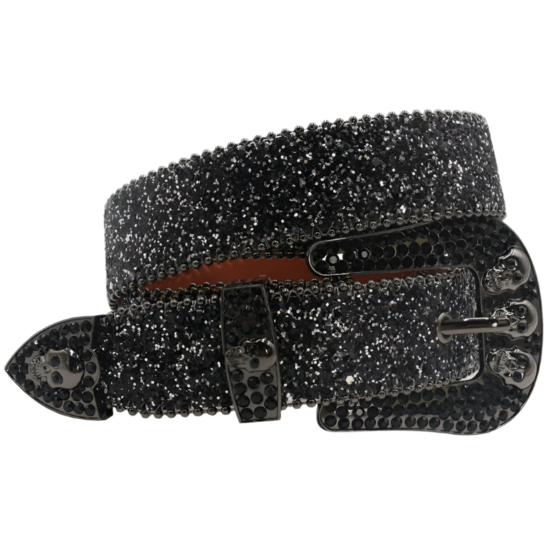 Skull Rhinestone Belt – Y2K Crystal Studded Western Bling for Women & Men