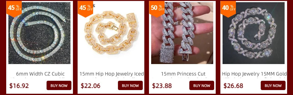 Premium 12mm/15mm/18mm Iced Cuban Link Chain Sparkling Hip Hop Jewelry CZ Bling Cuban Necklace for Men and Women