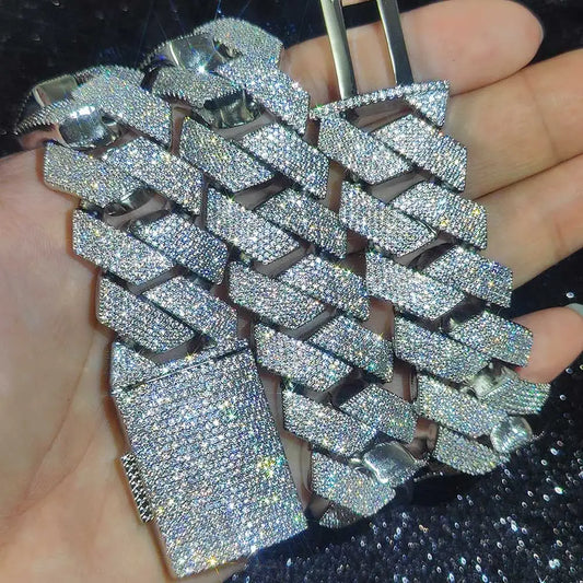 Hip Hop Jewelry Men Iced Out Chains Big Heavy 25mm Six Rows Cz Stone Cuban Link Chain High Quality Bling Necklace ﻿