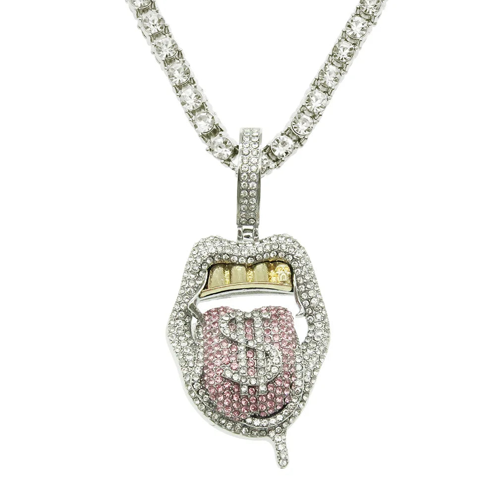 Sparkling Rhinestone Cuban Chain Tennis Ice Crystal Hip Hop Necklace Jewelry