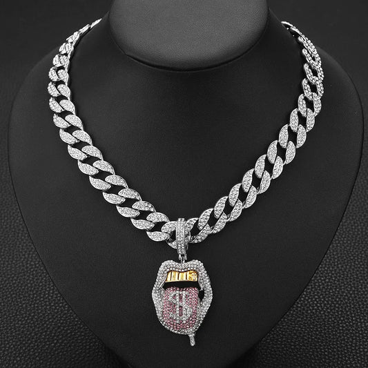 Sparkling Rhinestone Cuban Chain Tennis Ice Crystal Hip Hop Necklace Jewelry