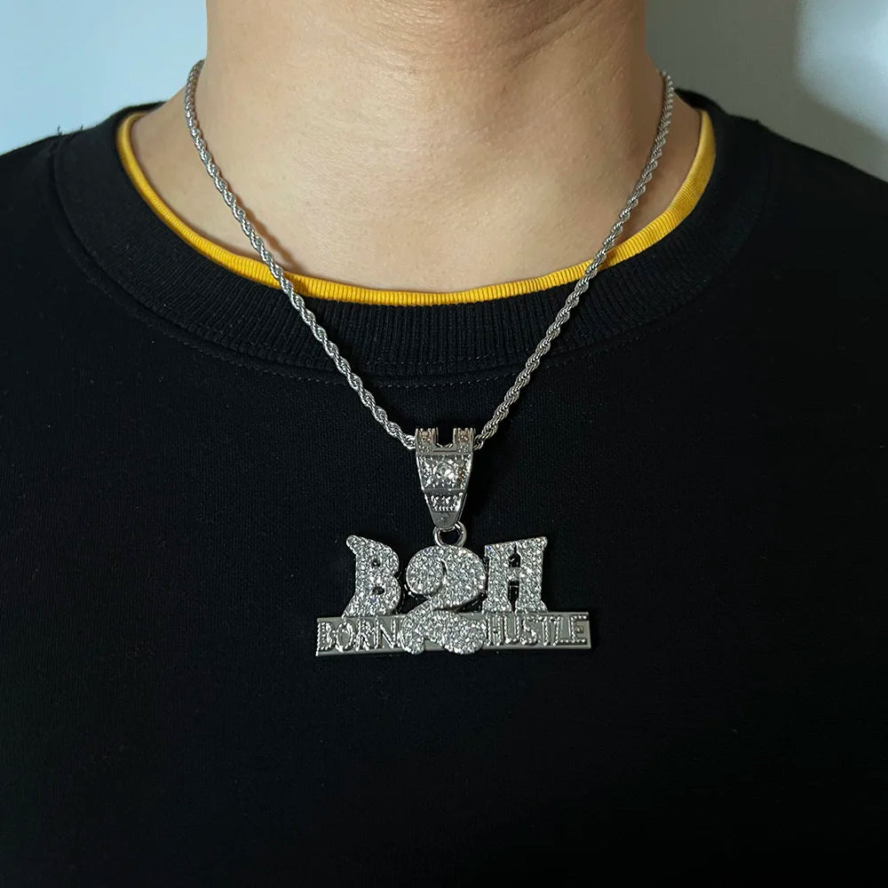 Cuban Miami Chains NO LOVE Pendants Necklace for Men and Women Heart Broken Statement Iced Out Jewelry