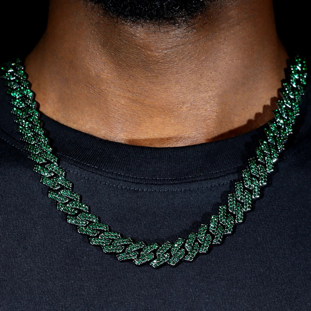 Chain Necklace Color Rhinestones Paved Cuban Choker Necklace HipHop Men Jewelry