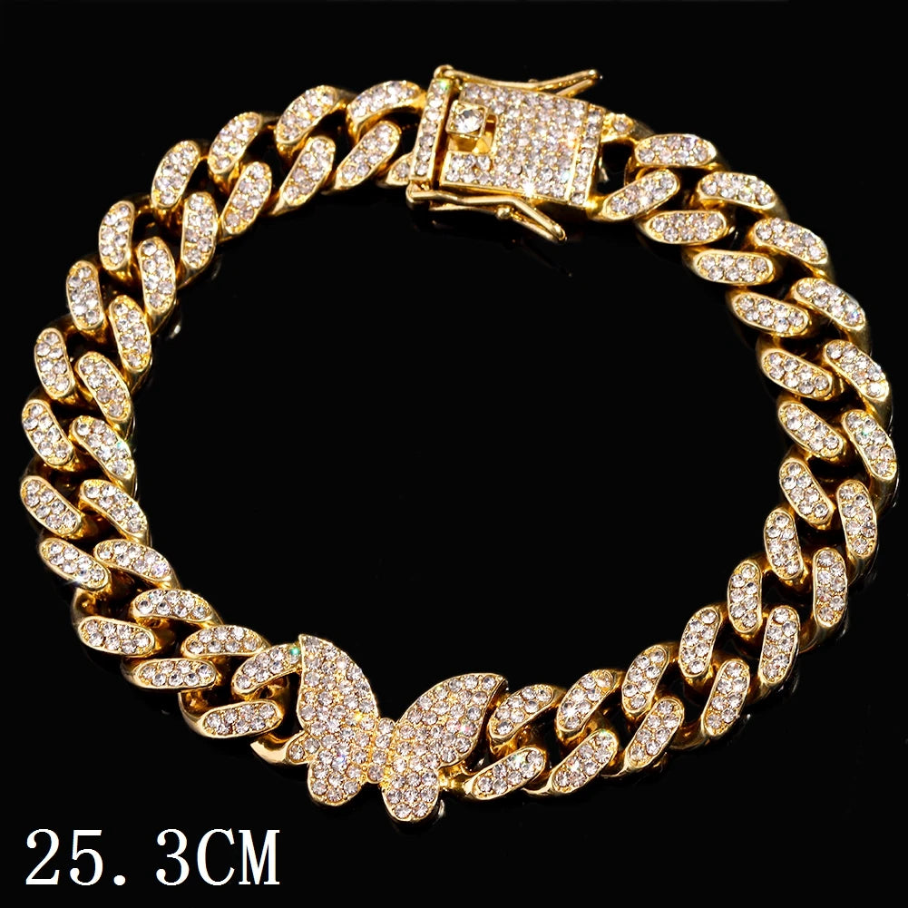 Cuban Chain Anklets For Women Luxury Rhinestone Link Ankle Bracelet Beach Barefoot Jewelry