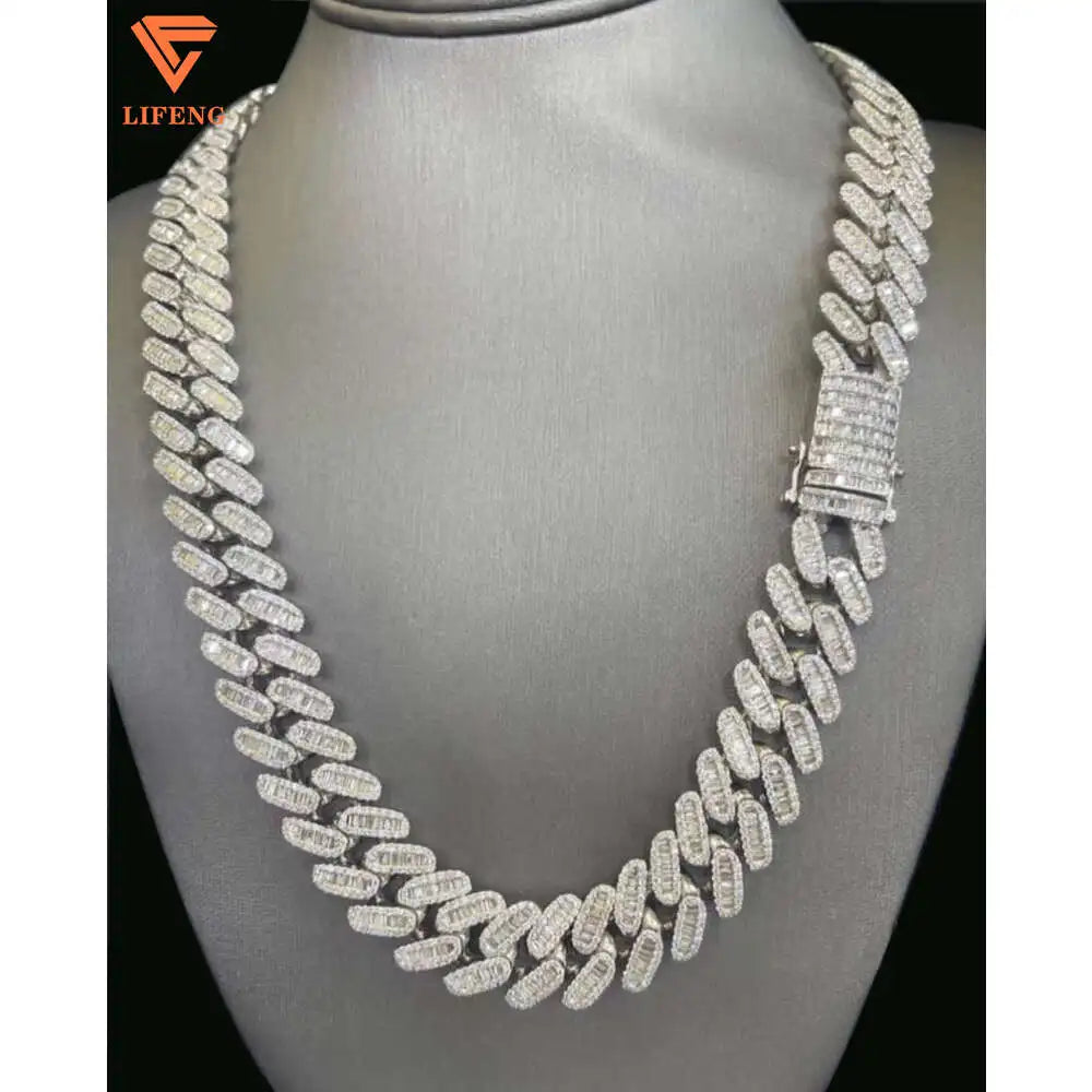 Big Size Vvs Moissanite Cuban Link Chain Hip-hop Raper Singer Men's Fashion Jewelry Necklace Moissanite Chains with Certificate