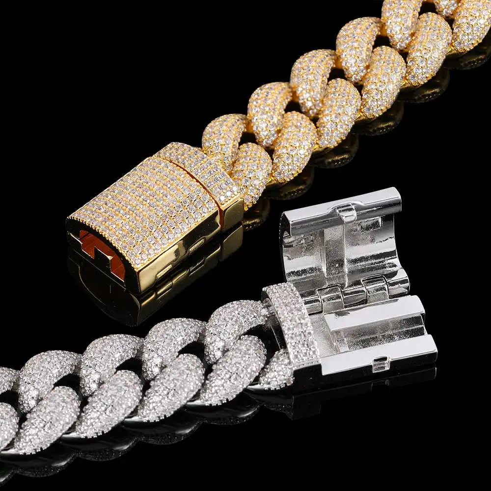 Premium 12mm/15mm/18mm Iced Cuban Link Chain Sparkling Hip Hop Jewelry CZ Bling Cuban Necklace for Men and Women